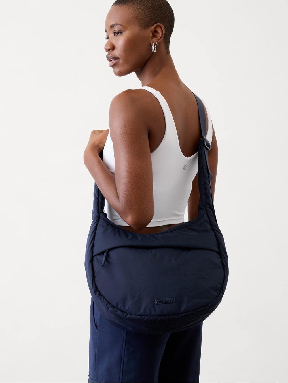Athleta All About Medium Crossbody Hobo Bag Navy